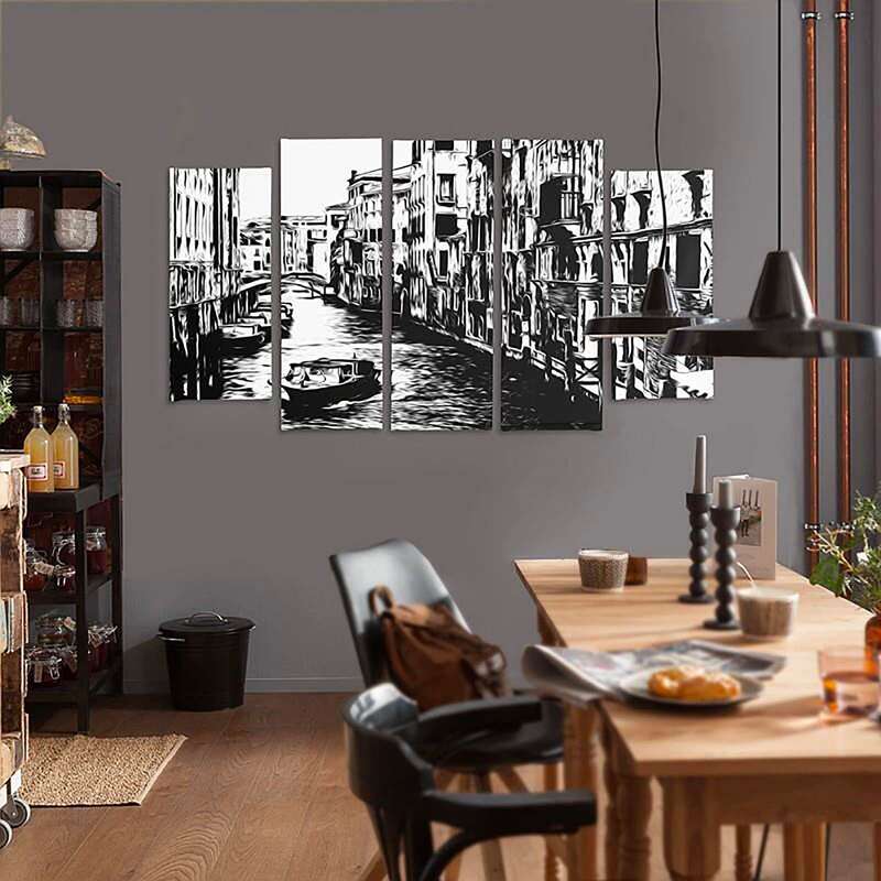 Composition de 5 tableaux CANAL DE VENISE imprimé sur toile - par Feeby