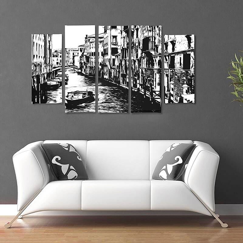 Composition de 5 tableaux CANAL DE VENISE imprimé sur toile - par Feeby