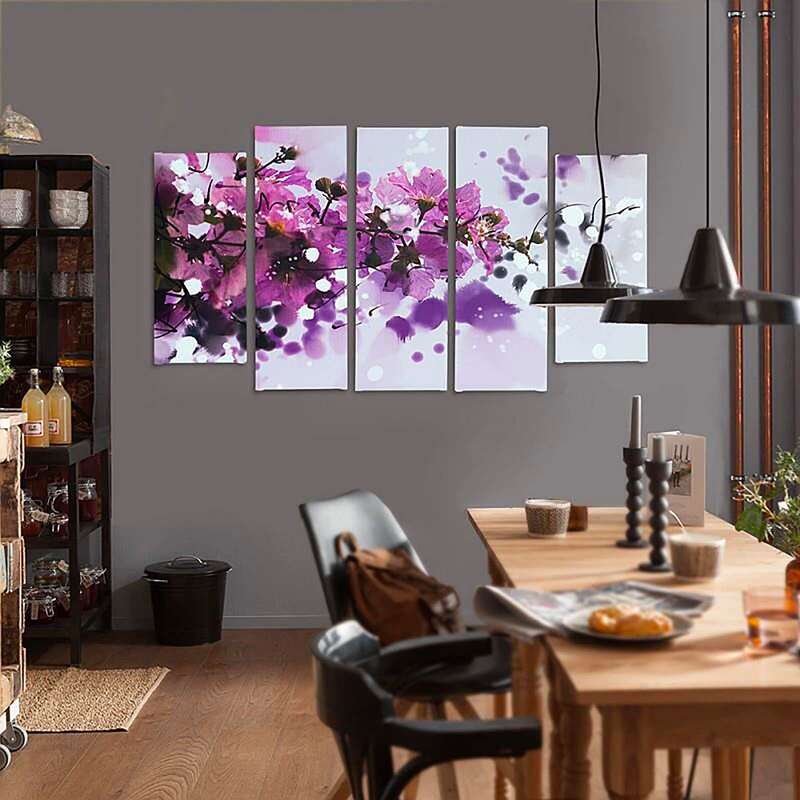 Composition de 5 tableaux BRANCHE BLOOMING imprimé sur toile - par Feeby