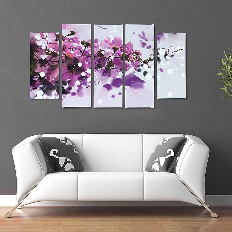 Composition de 5 tableaux BRANCHE BLOOMING imprimé sur toile - par Feeby