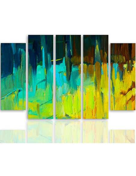 Composition de 5 tableaux ABSTRAIT PAYSAGE 2 imprimé sur toile - par Feeby