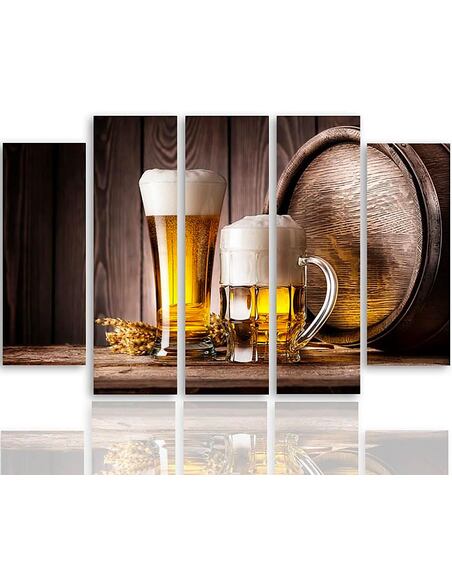 Composition de 5 tableaux LA BIÈRE imprimé sur toile - par Feeby