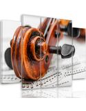 Composition de 5 tableaux VIOLON SUR PARTITION imprimé sur toile - par Feeby