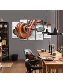 Composition de 5 tableaux VIOLON SUR PARTITION imprimé sur toile - par Feeby