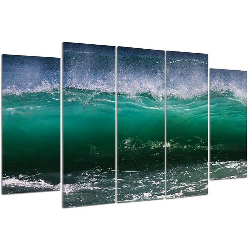 Composition de 5 tableaux VAGUE 2 AGITÉ imprimé sur toile - par Feeby