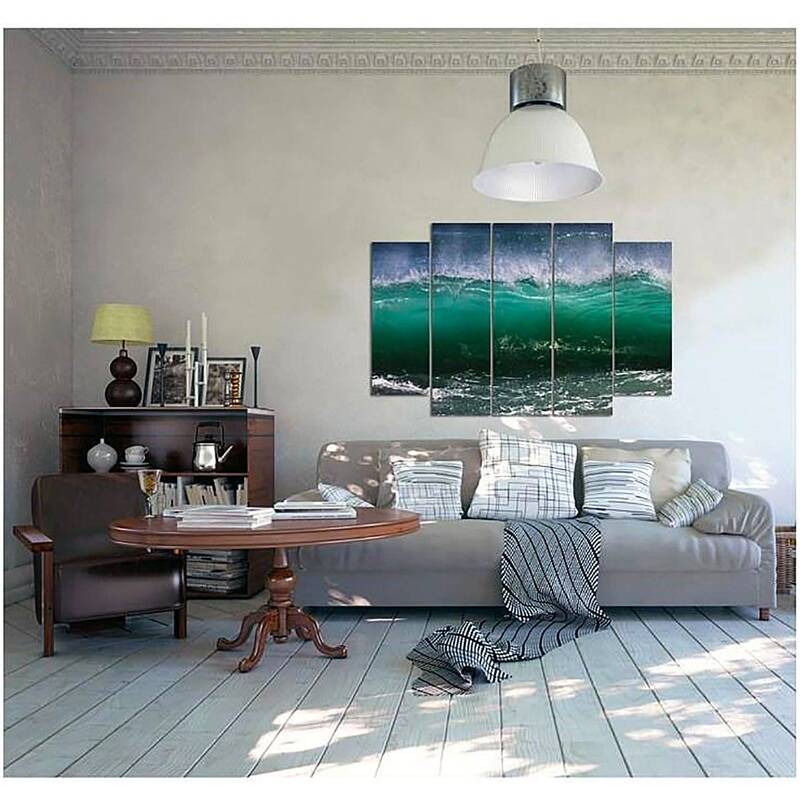 Composition de 5 tableaux VAGUE 2 AGITÉ imprimé sur toile - par Feeby