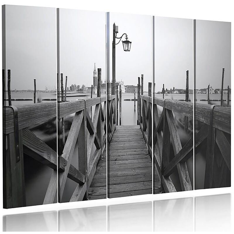 Composition de 5 tableaux PONT DE BOIS imprimé sur toile - par Feeby