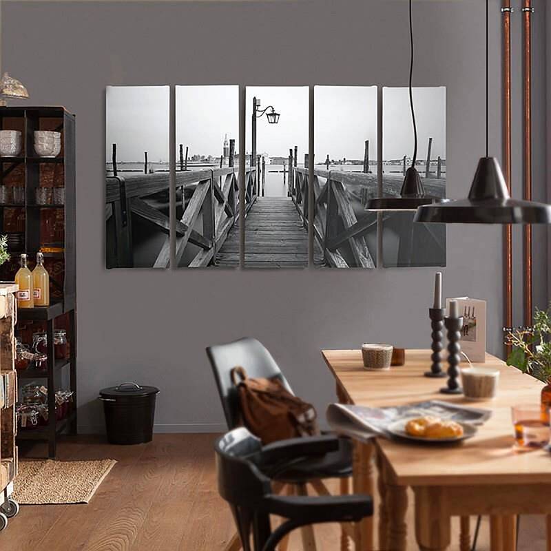 Composition de 5 tableaux PONT DE BOIS imprimé sur toile - par Feeby