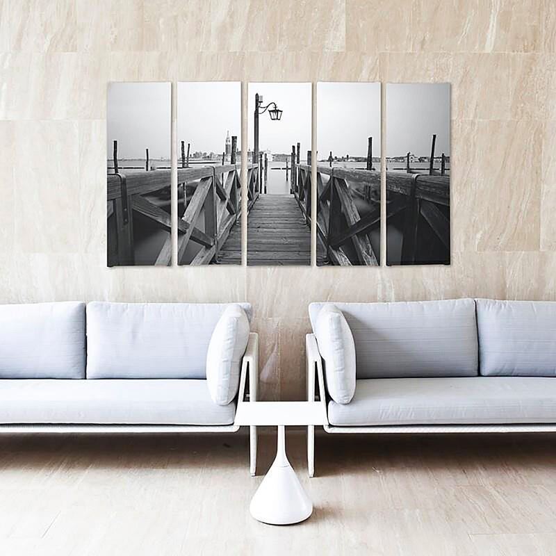 Composition de 5 tableaux PONT DE BOIS imprimé sur toile - par Feeby