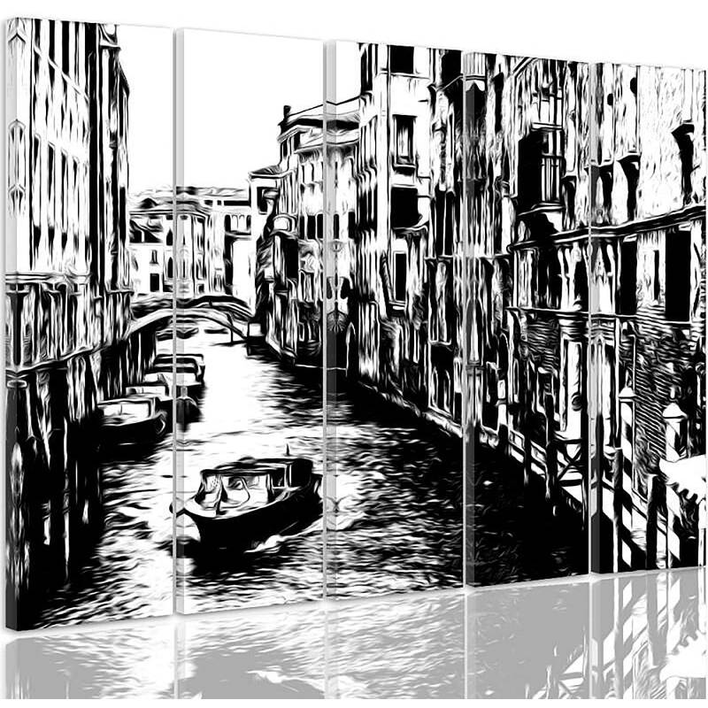 Composition de 5 tableaux CANAL DE VENISE imprimé sur toile - par Feeby