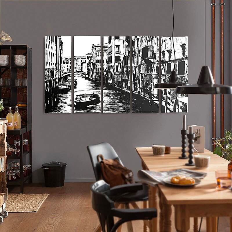 Composition de 5 tableaux CANAL DE VENISE imprimé sur toile - par Feeby