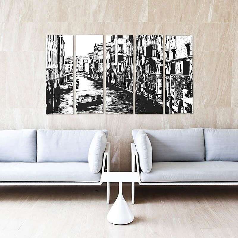Composition de 5 tableaux CANAL DE VENISE imprimé sur toile - par Feeby