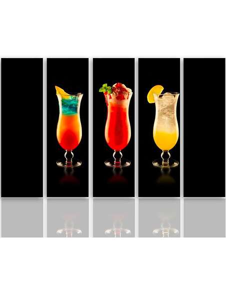 Composition de 5 tableaux COCKTAILS imprimé sur toile - par Feeby