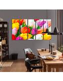 Composition de 5 tableaux TULIPES COLORÉES imprimé sur toile - par Feeby