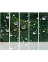 Composition de 5 tableaux GOUTTES DE PLUIE SUR UNE FEUILLE imprimé sur toile - par Feeby