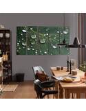 Composition de 5 tableaux GOUTTES DE PLUIE SUR UNE FEUILLE imprimé sur toile - par Feeby