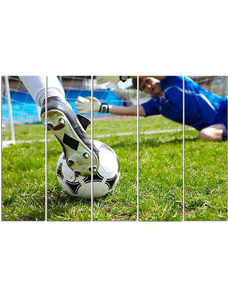 Composition de 5 tableaux FOOTBALL imprimé sur toile - par Feeby