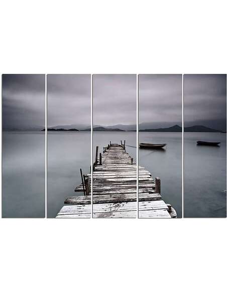 Composition de 5 tableaux PONT ET BATEAU imprimé sur toile - par Feeby