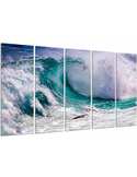 Composition de 5 tableaux VAGUE AGITÉ imprimé sur toile - par Feeby