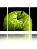 Composition de 5 tableaux POMME VERTE imprimé sur toile - par Feeby