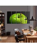 Composition de 5 tableaux POMME VERTE imprimé sur toile - par Feeby