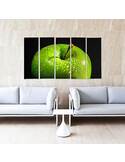 Composition de 5 tableaux POMME VERTE imprimé sur toile - par Feeby