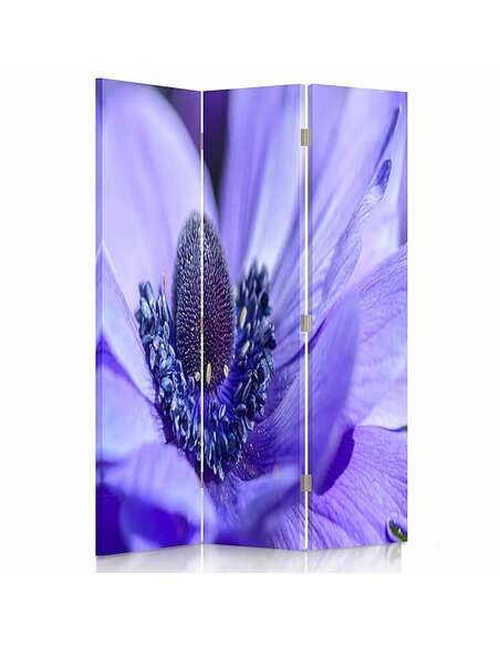 Paravent 3 volets FLEUR BLEU-VIOLET - par Feeby
