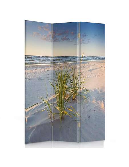Paravent 3 volets HERBE VERTE SUR LA PLAGE - par Feeby