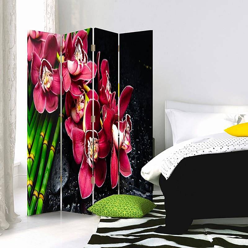 Paravent 4 volets LES ORCHID BORDEAUX - par Feeby