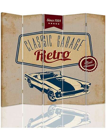 Paravent 5 volets DIVISEUR DE CHAMBRE, GARAGE CLASSIQUE RÉTRO - par Feeby