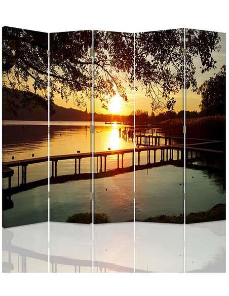 Paravent 5 volets COUCHER DE SOLEIL SUR LA RIVIÈRE - par Feeby
