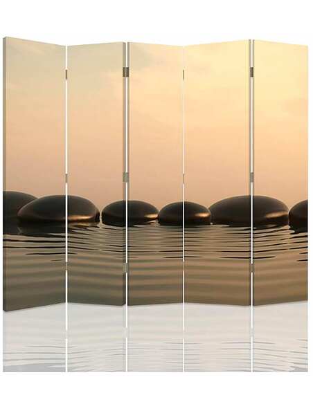 Paravent 5 volets PIERRES ZEN 5 - par Feeby