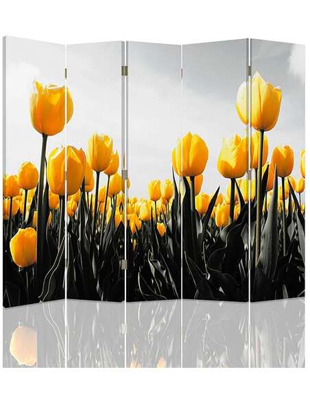 Paravent 5 volets TULIPES JAUNES - par Feeby