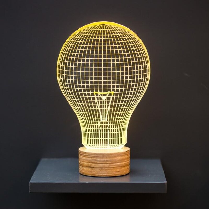Lampe bulbing yellow bulb 3d à lumières led, Studio Cheha