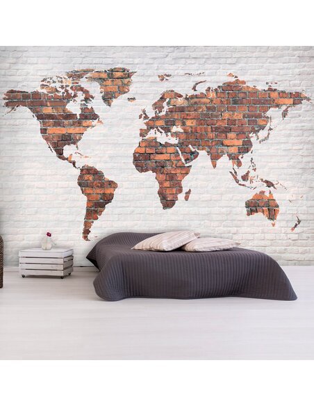 Papier peint WORLD MAP BRICK WALL 