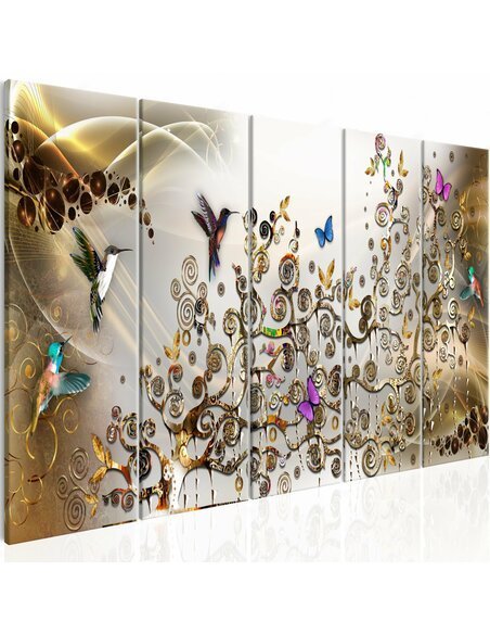 Tableau HUMMINGBIRDS DANCE GOLD NARROW 