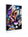 Tableau club de jazz en toile abstraite aux tons bleus, violets et ocre