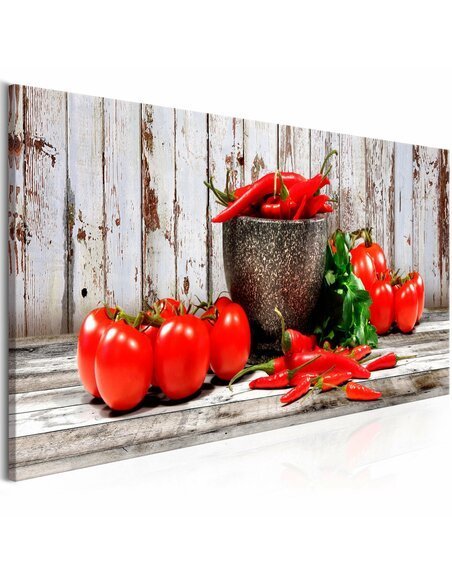 Tableau RED VEGETABLES WOOD NARROW 