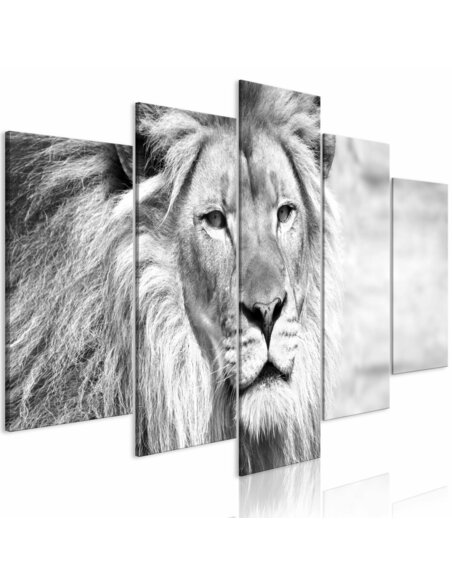 Tableau THE KING OF BEASTS WIDE BLACK AND WHITE 