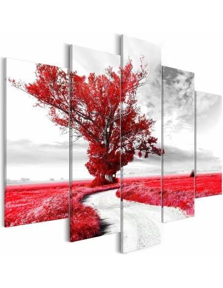 Tableau TREE NEAR THE ROAD RED 