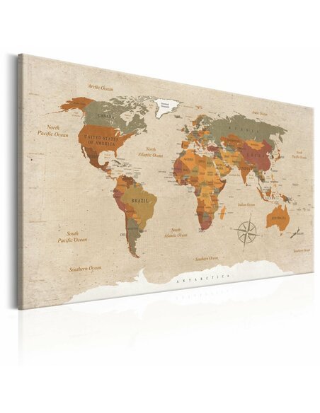 Tableau WORLD MAP BEIGE CHIC 
