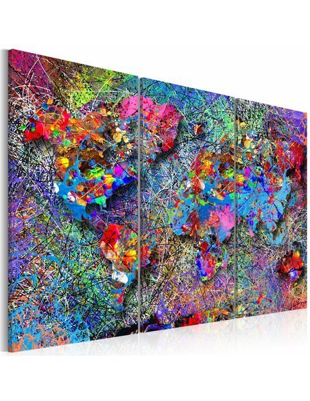 Tableau WORLD MAP COLOURFUL WHIRL 