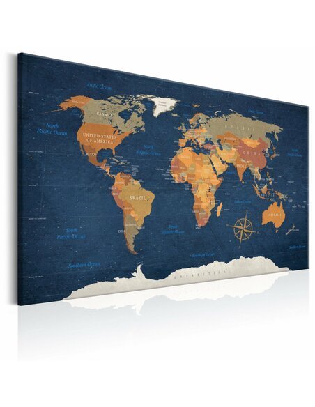 Tableau WORLD MAP INK OCEANS 