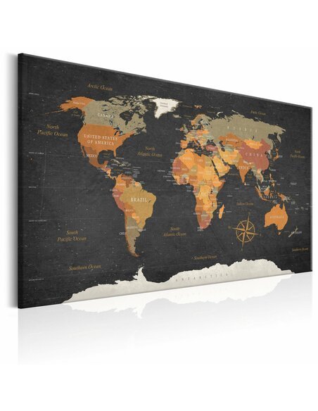 Tableau WORLD MAP SECRETS OF THE EARTH 