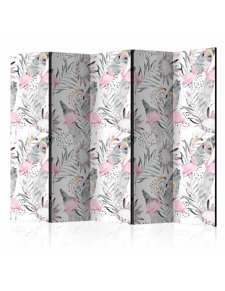 Paravent 5 volets FLAMINGOS AND TWIGS 