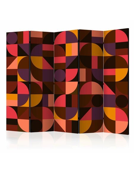 Paravent 5 volets GEOMETRIC MOSAIC ROUGE 