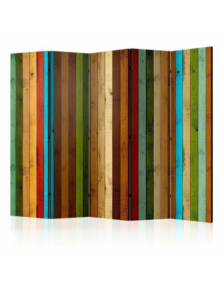 Paravent 5 volets WOODEN RAINBOW 