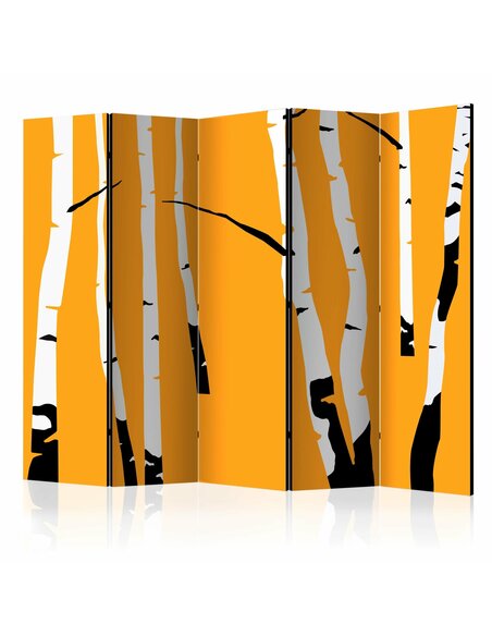 Paravent 5 volets BIRCHES ON THE ORANGE BACKGROUND 