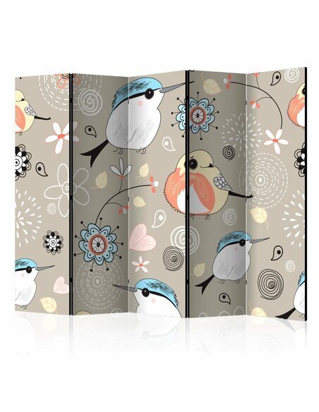 Paravent 5 volets NATURAL PATTERN WITH BIRDS 