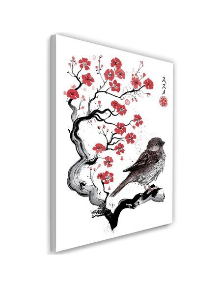 Tableau XXL Little sparrow Image Decor Red imprimé sur toile
